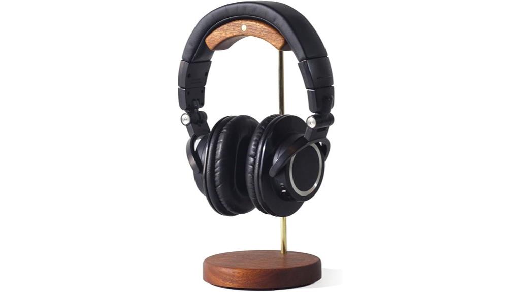 brass wood headphone stand