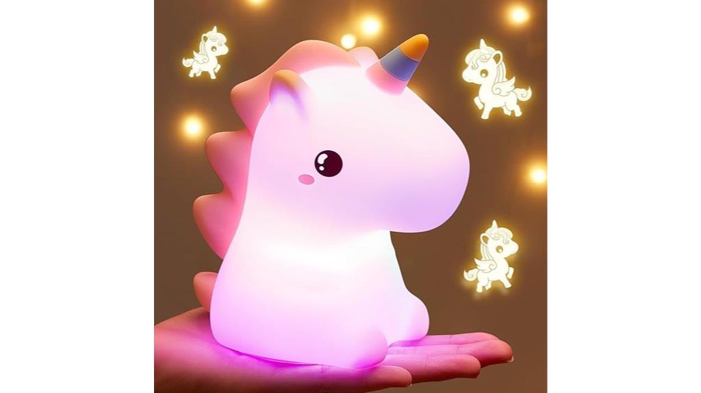 colorful dimmable unicorn nightlight