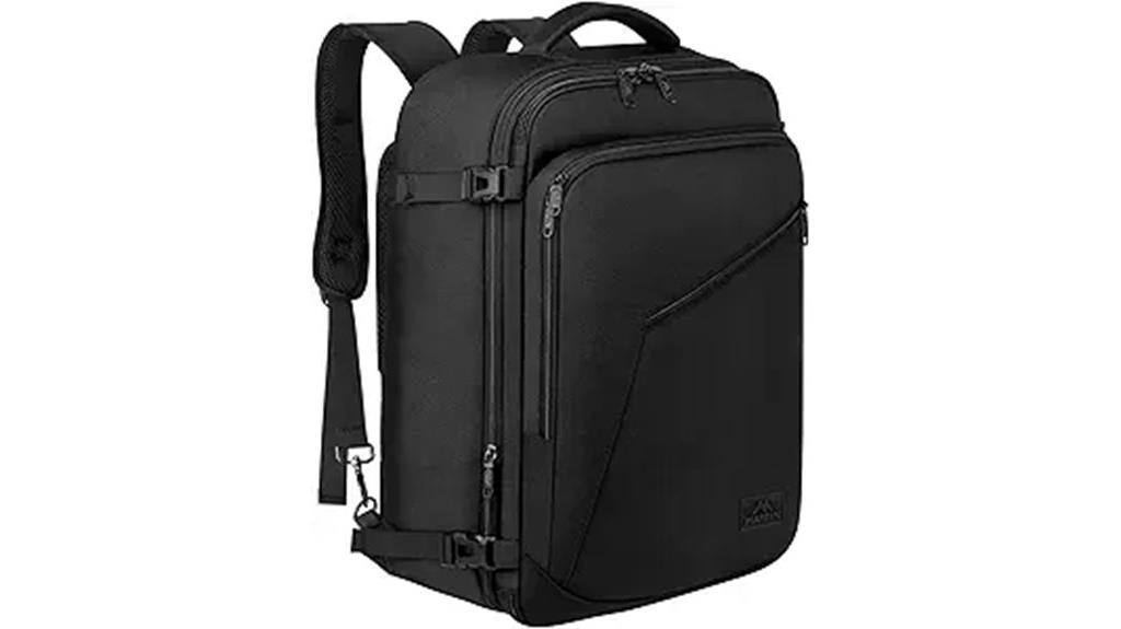 expandable black travel backpack