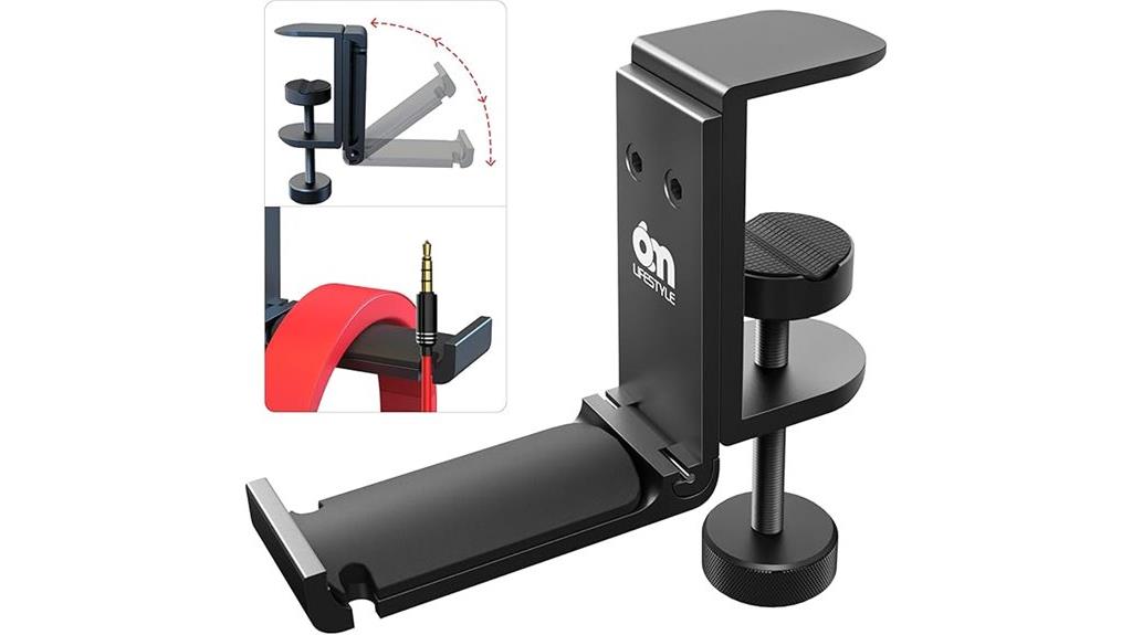 foldable aluminum headphone hook
