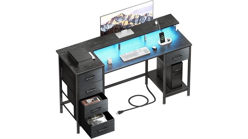 large gaming desk features