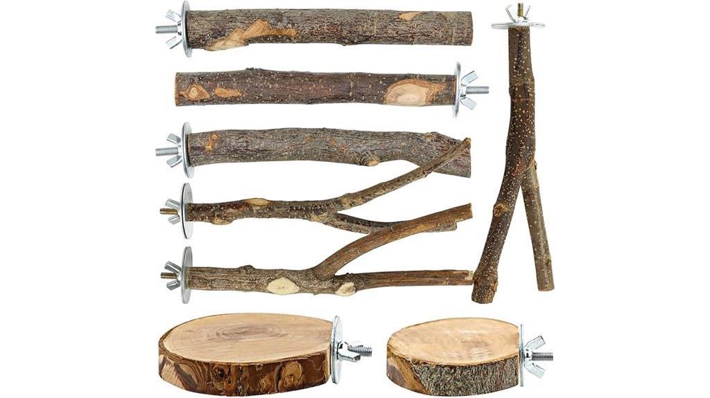 natural wooden bird perches