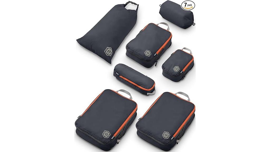seven piece compression packing cubes