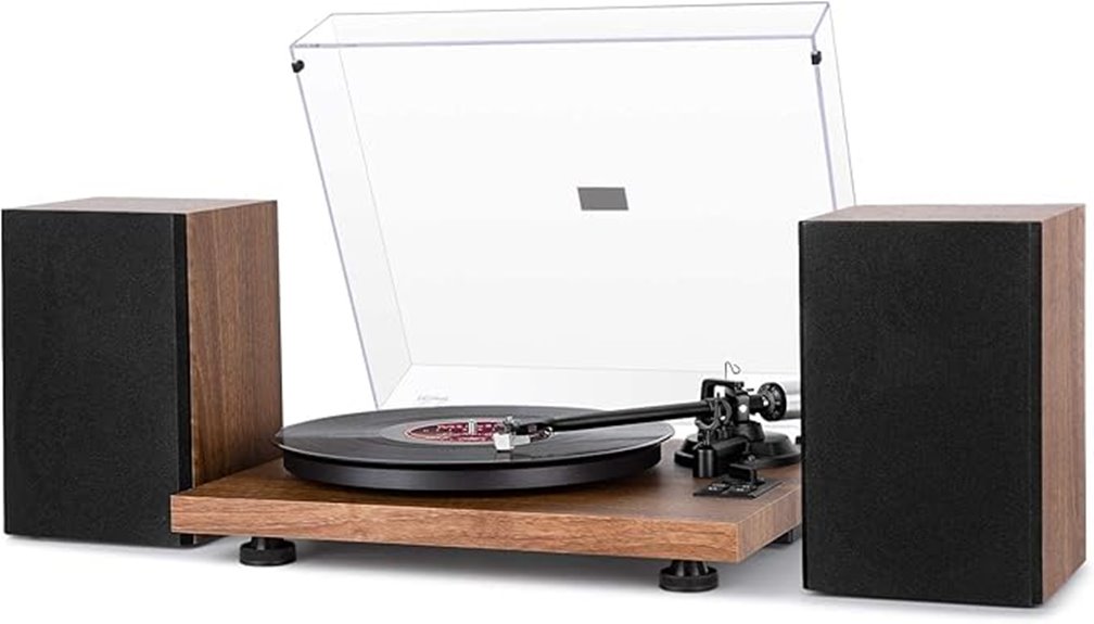 single bluetooth turntable with speakers