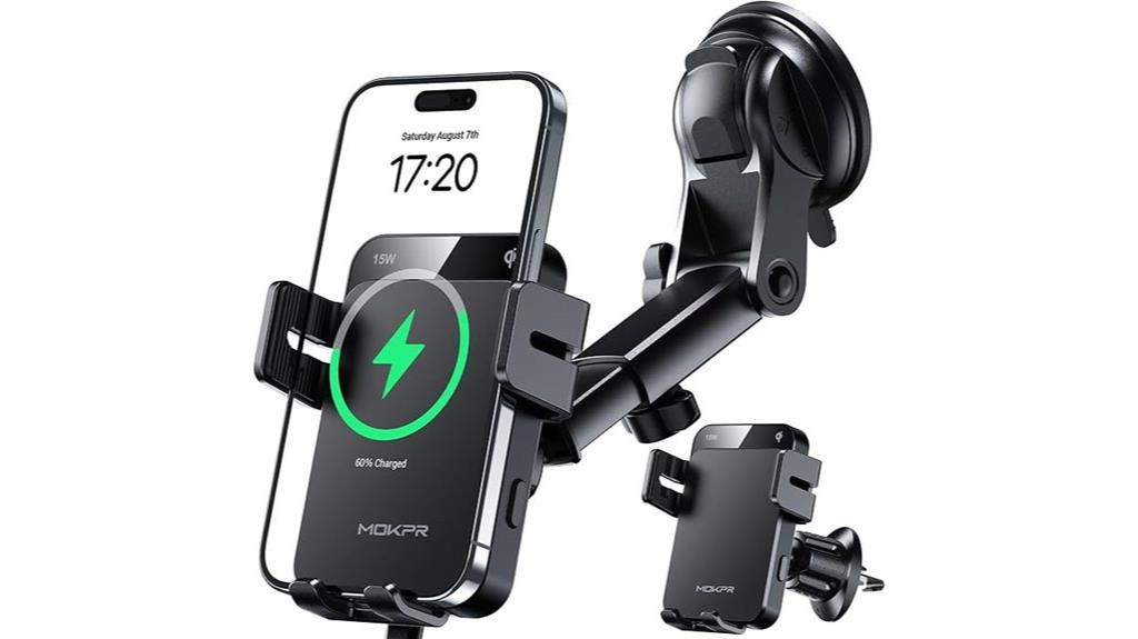 wireless car charger with auto clamp