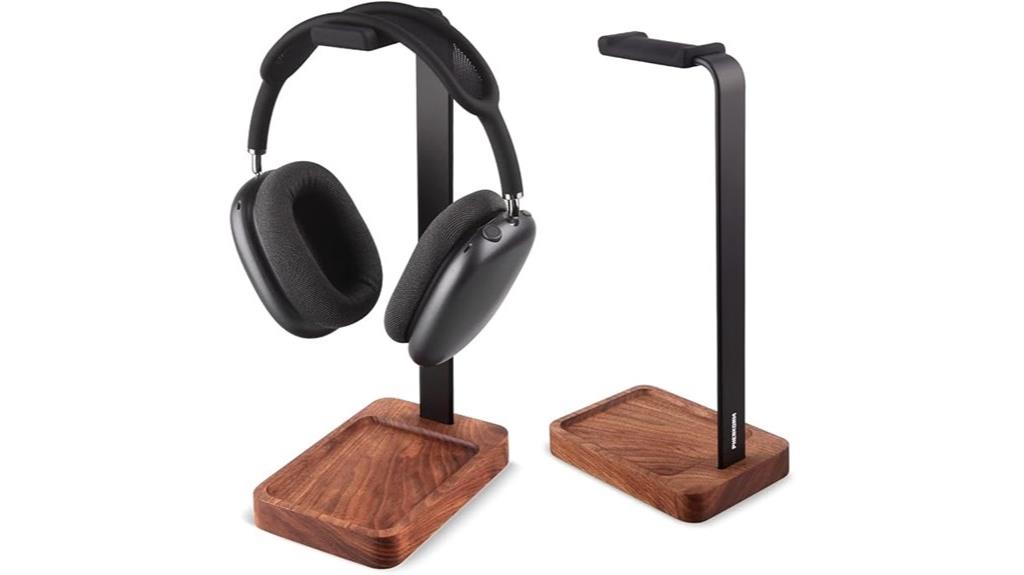 wooden aluminum headphone stand