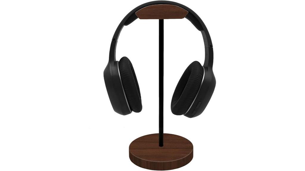 wooden desk headphone holder
