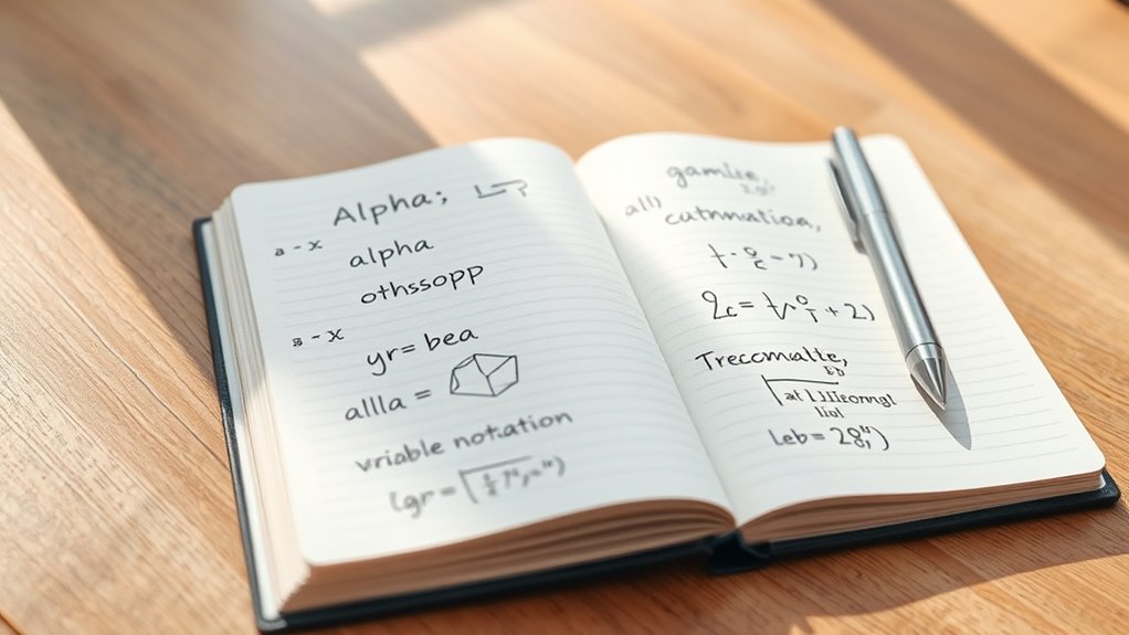 greek symbols in variables